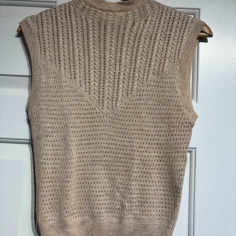 NWT - Free People Oatmeal Cable Knit Mock Neck Sleeveless Sweater Vest (S)
